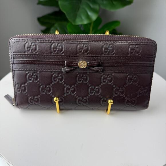 B141💎✨Authentic Gucci Guccissima Leather Mayfair Bow Continental Flap Wallet - Picture 1 of 5